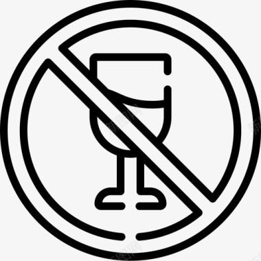 禁止饮酒信号和禁令4线性图标图标