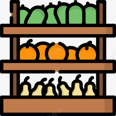 水果超市35线性颜色图标图标