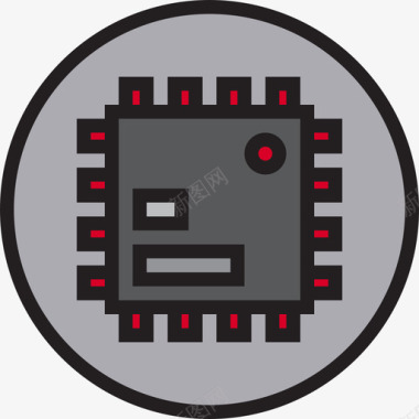 芯片接口按钮4线性颜色图标图标