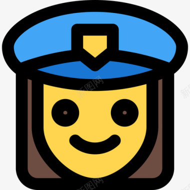 警察笑脸和人1线性颜色图标图标