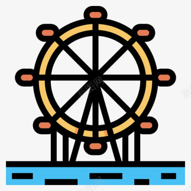 摩天轮landmark26线性颜色图标图标