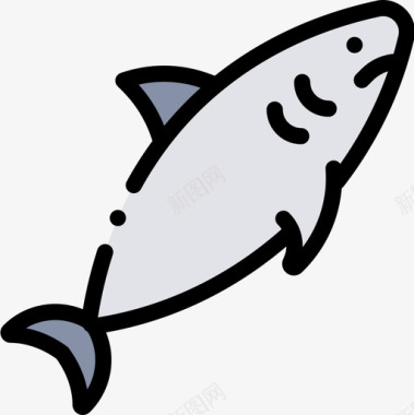 鲨鱼海洋生物41线形颜色图标图标