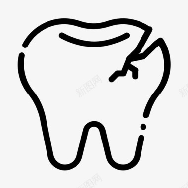 断牙裂纹牙科护理图标图标