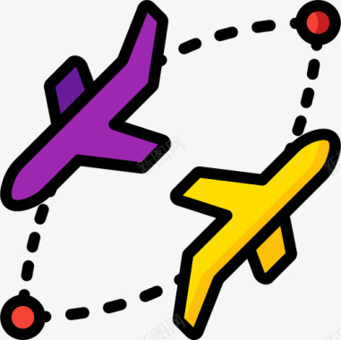 航班96号机场线性颜色图标图标