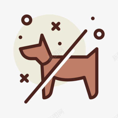 禁止携带宠物123号机场线性颜色图标图标
