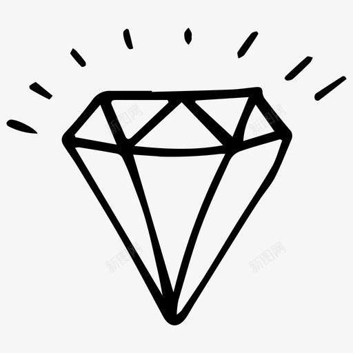 钻石涂鸦素描图标svg_新图网 https://ixintu.com 宝石 涂鸦 石头 素描 钻石