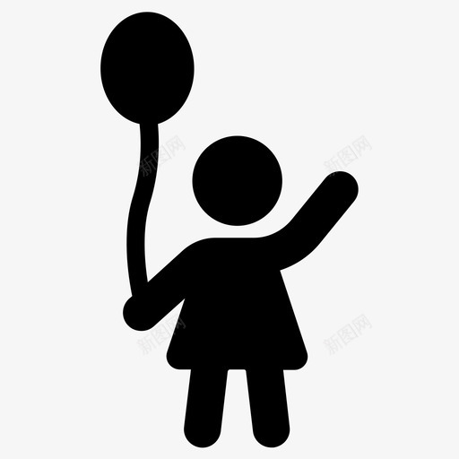 孩子气球女孩图标svg_新图网 https://ixintu.com 女孩 孩子 小女孩 气球