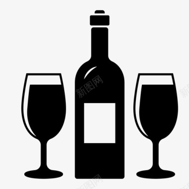 葡萄酒和玻璃杯干杯活动图标图标