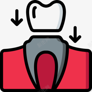 牙冠修复体2线性颜色图标图标