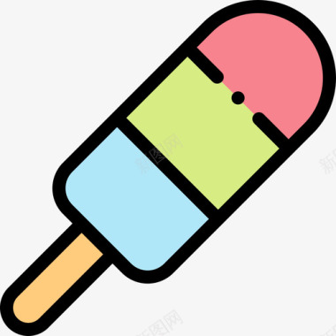 冰淇淋夏季食品和饮料2线性颜色图标图标