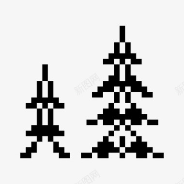 圣诞树刺绣松树图标图标