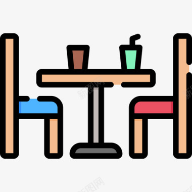 97咖啡厅桌线性颜色图标图标