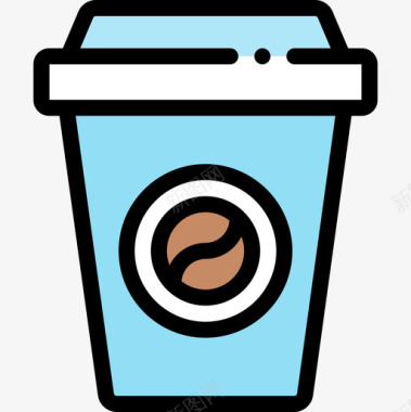 咖啡带走39线性颜色图标图标