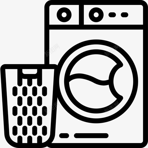 洗衣机室内21线性图标svg_新图网 https://ixintu.com 室内设计 洗衣机 线性