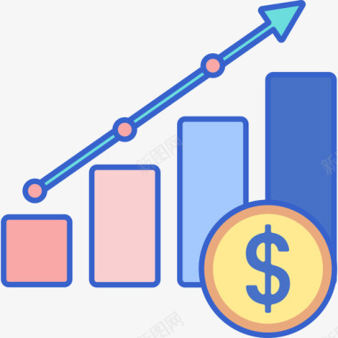 经济学科学102线性颜色图标图标