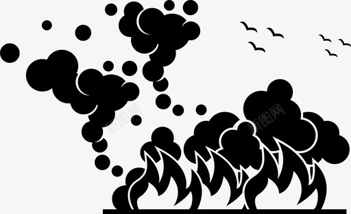 森林火灾燃烧丛林火灾图标图标