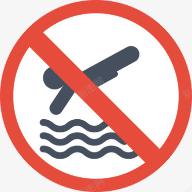 禁止潜水警告标志5平坦图标图标