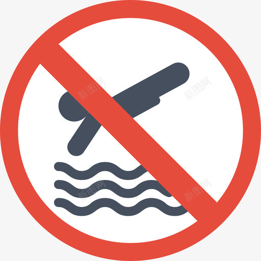 禁止潜水警告标志5平坦图标svg_新图网 https://ixintu.com 平坦 标志 潜水 禁止 警告