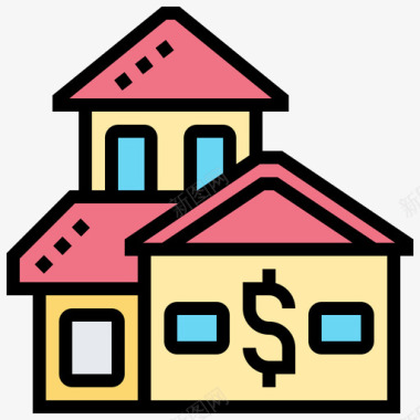 住宅储蓄和投资16线性颜色图标图标