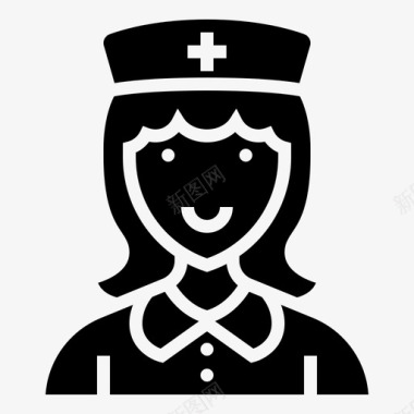 护士职业女性2字形图标图标