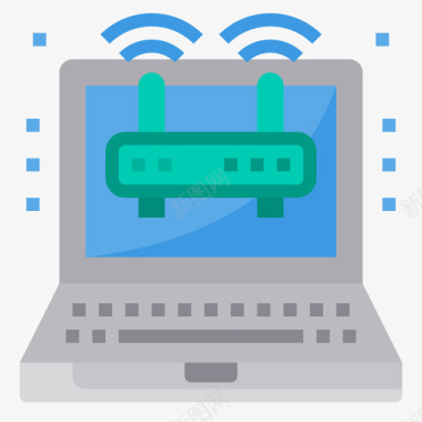 路由器计算机和笔记本电脑3扁平图标图标