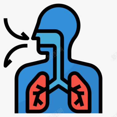 呼吸空气污染3线性颜色图标图标