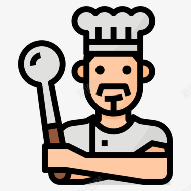厨师职业16原色图标图标