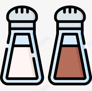 盐和胡椒野餐56线性颜色图标图标