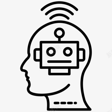人工智能仿生人仿人机器人脸图标图标
