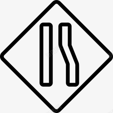 窄路美国路标3线形图标图标