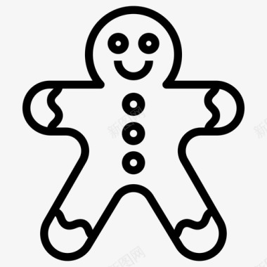 姜饼人面包食品圣诞饼干图标图标