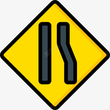 窄路美国路标1线形颜色图标图标