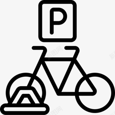 自行车停车场公共服务10直线图标图标