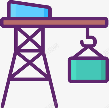 起重机物流77线性颜色图标图标