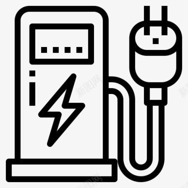 电动汽车充电器电站全球变暖概述图标图标