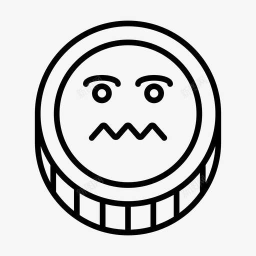 硬币表情脸图标svg_新图网 https://ixintu.com 硬币 硬币表情线 紧张 脸 表情 象征