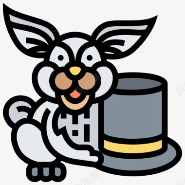 兔子马戏团84线性颜色图标图标