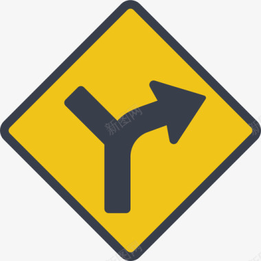 右转美国路标4号平坦图标图标
