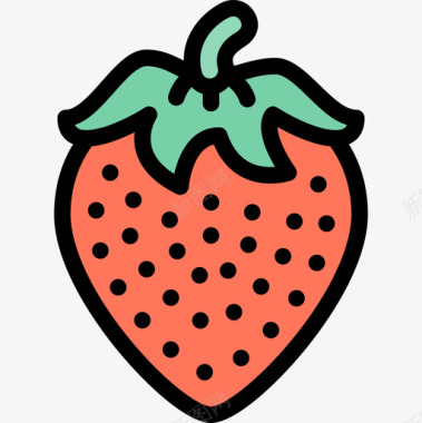 草莓营养6线形颜色图标图标