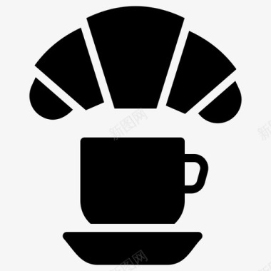 牛角包配茶牛角面包配茶烘焙食品图标图标
