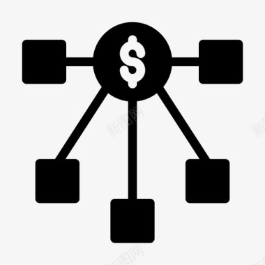 美元连接货币网络图标图标