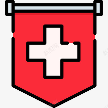 瑞士国旗5线颜色图标图标