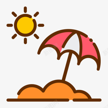 太阳伞夏季102线型颜色图标图标