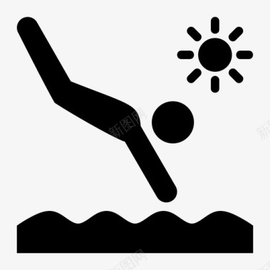 游泳沙滩潜水图标图标