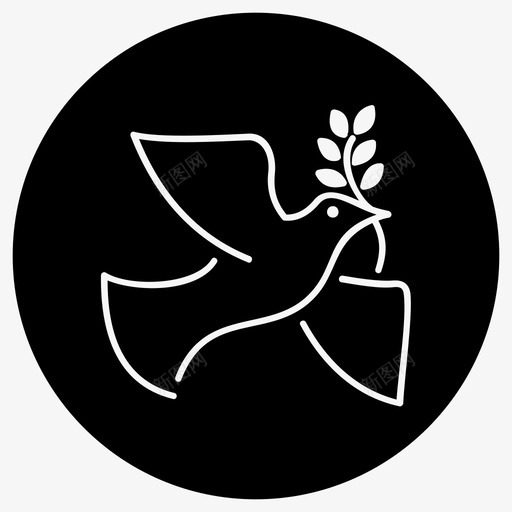 和平信号鸟鸽子图标svg_新图网 https://ixintu.com 和平信号 宗教 橄榄枝 鸟 鸽子