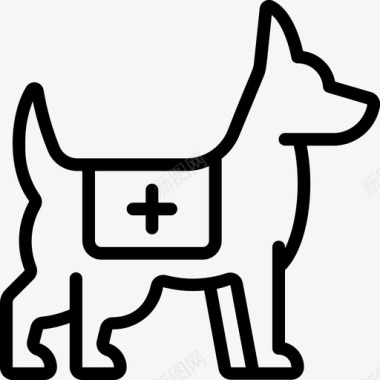 救援犬救援与响应1直线型图标图标