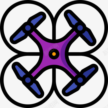 无人机无人机技术9线性颜色图标图标