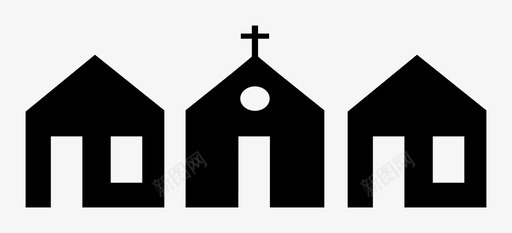 教区教堂社区图标图标