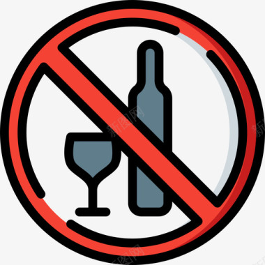 禁止饮酒警告标志2线条颜色图标图标