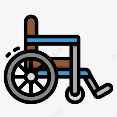 轮椅公路旅行5线性颜色图标图标